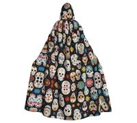 WHJSHOP Sugar Skulls - Mantello con cappuccio per adulti, per Halloween, giochi di ruolo e feste a tema
