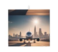 WHJSHOP Tappetino assorbente da cucina con motivo aeroplano di atterraggio, microfibra super assorbente, antiscivolo oversize