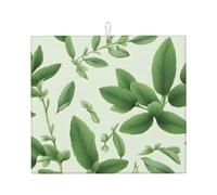 WHJSHOP Tappetino assorbente da cucina, motivo foglie e rami di salvia con fiori verdi, in microfibra super assorbente, antiscivolo oversize