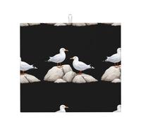 WHJSHOP Tappetino assorbente da cucina, motivo gabbiano bianco sulle rocce, microfibra super assorbente, antiscivolo oversize