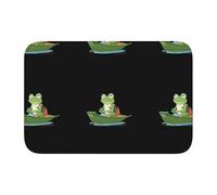 WHJSHOP Tappetino con bordo bloccato, 101,6 x 152,4 cm, guida turistica rana su una barca, stampato, assorbente e antiscivolo, morbido e confortevole, per bagno e cucina