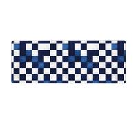 WHJSHOP Tappetino per mouse extra large con stampa a scacchi blu e bianchi, tastiera antiscivolo da gioco per computer e ufficio, versione ispessita, 30,5 x 80 cm