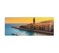 WHJSHOP Tappetino per mouse extra large con stampa tramonto a Barcellona, tastiera da gioco antiscivolo per computer, ufficio, versione ispessita, 30,5 x 80 cm