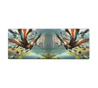 WHJSHOP Tappetino per mouse XL con motivo "Gli uccelli stanno ballando", 30,5 x 80 cm, per computer desktop, laptop, personal computer