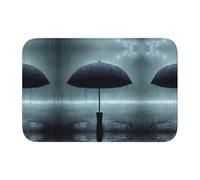 WHJSHOP Tappeto nero con stampa con ombrello sotto la pioggia, in velluto con bordo bloccato, per camera da letto, salotto, dormitorio, decorazione per la casa