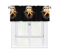 WHJSHOP Tenda con immagine di bradipo accanto alle stelle marine con asta corta, 137,2 x 45,7 cm, per finestre di cucina, bagno, lavanderia e studio, con un filtro della luce