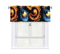 WHJSHOP Tenda con motivo simbolo del fuoco e dell'acqua con asta corta, 137,2 x 45,7 cm, per abbellire finestre di cucina, bagni, lavanderie e studi