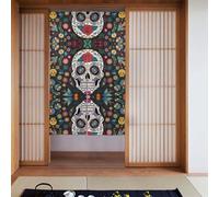WHJSHOP Tenda con stampa del giorno dei morti, in due pezzi, 86,4 x 142,2 cm, in tessuto, liscia e non si stropiccia facilmente