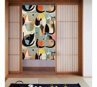 WHJSHOP Tenda in tessuto con stampa di gatti di arte moderna della metà del secolo in due pezzi, 86,4 x 142,2 cm, divisori, in tessuto, liscia e non si stropiccia facilmente