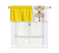 WHJSHOP Tende corte con stampa bandiera del Vaticano con asta mantovana 137,2 x 45,7 cm, filtraggio della luce, facile installazione per cucina, bagno, lavanderia, studio