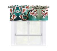 WHJSHOP Tende corte con stampa di fiori di mandorlo con mantovana 137,2 x 45,7 cm, filtraggio della luce, facile installazione per cucina, bagno, lavanderia, studio