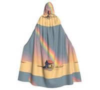 WHJSHOP The House Under the Rainbow Pattern - Mantello con cappuccio per adulti, per Halloween, giochi di ruolo e feste in costume
