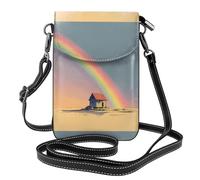 WHJSHOP The House Under The Rainbow Picture Small Leather Women Crossbody Flip Phone Bag, impermeabile e durevole