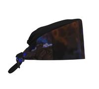 WHJSHOP The Reef Printing - Cappello da lavoro traspirante per chef, infermieristica, spa, cura del viso, fitness, colore: nero