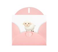 WHJSHOP The Shy Little Sheep Prints, biglietto di auguri con carta perlescente di alta qualità, effetto perlato su entrambi i lati, busta in carta perlata con fibbia d'amore