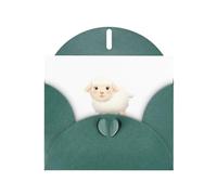 WHJSHOP The Shy Little Sheep Prints, biglietto di auguri con carta perlescente di alta qualità, effetto perlato su entrambi i lati, busta in carta perlata con fibbia d'amore