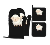 WHJSHOP The Shy Little Sheep Prints, set di 4 guanti da forno isolati e presine, anti-scottatura e isolamento termico