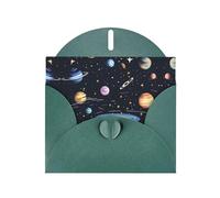 WHJSHOP The Solar Family Prints, biglietto di auguri verde scuro - Carta perlescente di alta qualità su entrambi i lati, effetto perlato, busta di carta perlata con fibbia d'amore