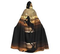 WHJSHOP The Sunset Stallion Picture Halloween adulto mantello con cappuccio mantello per giochi di ruolo, costumi da palcoscenico, feste di facile manutenzione