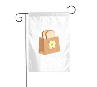 WHJSHOP Toast in un sacchetto di carta floreale stampa bandiere da giardino 30,5 x 45,7 cm per decorazione cortile con larghezza di 3 cm di posizione (solo bandiera, asta non inclusa)
