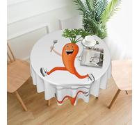 WHJSHOP Tovaglia decorativa rotonda - 152,4 cm carota con forchetta stampata morbida resistente alle pieghe per tavoli da pranzo e feste