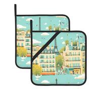 WHJSHOP Tovaglietta quadrata isolata con immagine della Torre Eiffel di Parigi, 2 pezzi, dotata di una comoda corda laterale per appenderlo facilmente