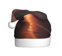 WHJSHOP Tramonto sulla strada Modello Cappelli di Natale della peluche degli uomini e delle donne, cappellini per adulti di festa di Capodanno