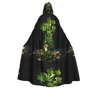WHJSHOP Trifoglio con monete dorate modello Halloween adulto mantello con cappuccio senza cerniera, comodo e durevole per giochi di ruolo