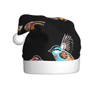 WHJSHOP Un branco di passeri colorati stampati cappello di Natale per adulti che lo rende un regalo divertente e durevole per uomini e donne
