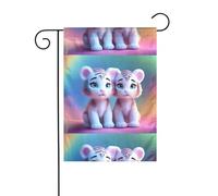 WHJSHOP Un paio di bandiere da giardino con motivo tigri, 30,5 x 45,7 cm, per decorazione da cortile con 3 cm di larghezza (solo bandiera, asta non inclusa)