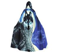WHJSHOP Wolf Under Moon - Mantello con cappuccio con stampa a maniche lunghe, per cosplay