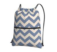 WHJSHOP Zaino con coulisse e cerniera, con stampa a righe blu, beige, borsa da palestra leggera e impermeabile per viaggi, yoga e avventure quotidiane
