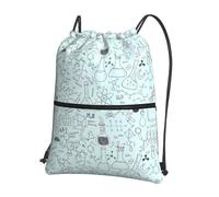 WHJSHOP Zaino con stampa chimica con coulisse e cerniera, leggero e impermeabile, con tasca frontale e organizer interno per viaggi, yoga e altro ancora