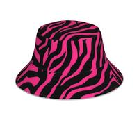 WHJSHOP Zebra Tiger Leopard Pink Picture Reflective Bucket Hat traspirante per uomini e donne, per viaggi, campeggio