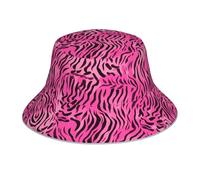 WHJSHOP Zebra Tiger Leopard Pink Picture Reflective Bucket Hat traspirante per uomini e donne, per viaggi, campeggio