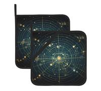WHJSHOP Zodiac Constellation Space Picture Square Insulated Pot Mat 2 pezzi con una comoda corda laterale per appendere facilmente