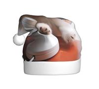 WHJSSF Barboncino che fa una telefonata Cappello di Natale stampato per adulti per uomini e donne abbigliamento fascia per occasioni festive