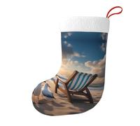 Whjssf Bella calza decorativa con stampa blu cielo e mare per alberi di Natale, tavoli da pranzo