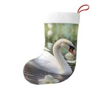 Whjssf Bella immagine di cigno bianco stampato su entrambi i lati calzini di Natale per grande capacità Holiday Party decorazioni interne