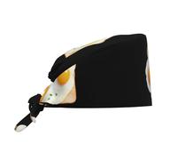 WHJSSF Berretto da lavoro con uovo fritto sul pane, per donne e uomini, regolabile, assorbe il sudore, traspirante, nero