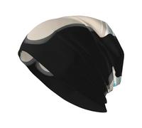 WHJSSF Big Footprints on The Beach - Berretto lavorato a maglia, per adulti, morbido, confortevole, elasticizzato, per uomini e donne, nero