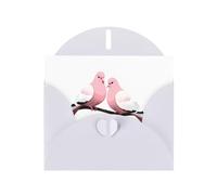 WHJSSF Biglietto d'auguri bianco con coppia di piccioni rosa stampati, perfetto per San Valentino, anniversario di matrimonio e inviti per feste