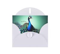 WHJSSF Biglietto di auguri bianco con bellissime stampe di pavoni, 10,2 x 15,2 cm, per Natale, compleanni dei bambini, San Valentino, anniversari di matrimonio e inviti per feste