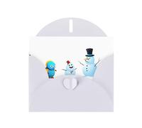 WHJSSF Biglietto di auguri bianco con scritta "Little monster next to the snowman", perfetto per San Valentino, anniversario di matrimonio e inviti per feste