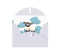 WHJSSF Biglietto di auguri bianco con scritta "Little sheep in the clouds" stampato, perfetto per San Valentino, anniversario di matrimonio e inviti per feste