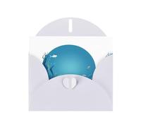WHJSSF Biglietto di auguri bianco con scritta "The Happy World of Little Fish", perfetto per San Valentino, anniversario di matrimonio e inviti per feste