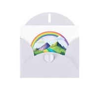 WHJSSF Biglietto di auguri bianco con stampa arcobaleno dietro la montagna, perfetto per San Valentino, anniversario di matrimonio e inviti per feste