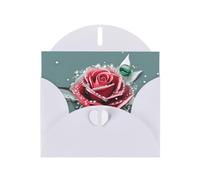 WHJSSF Biglietto di auguri bianco con stampa di rosa rugiada, 10,2 x 15,2 cm, per Natale, compleanni dei bambini, San Valentino, anniversari di matrimonio e inviti per feste