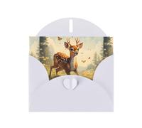 WHJSSF Biglietto di auguri bianco stampato con cervo che insegue un'ape, perfetto per San Valentino, anniversario di matrimonio e inviti per feste