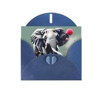 WHJSSF Biglietto di auguri blu con elefante che spruzza fiori 10,2 x 15,2 cm per Natale, compleanni dei bambini, San Valentino, anniversari di matrimonio e inviti per feste